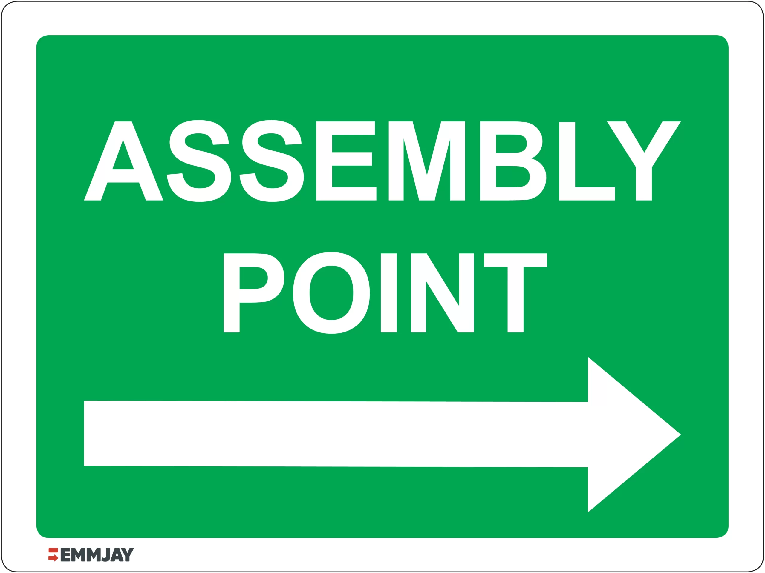 Workplace Safety Signs - Emmjay - Assembly Point - Pointing Arrow to the Right Sign