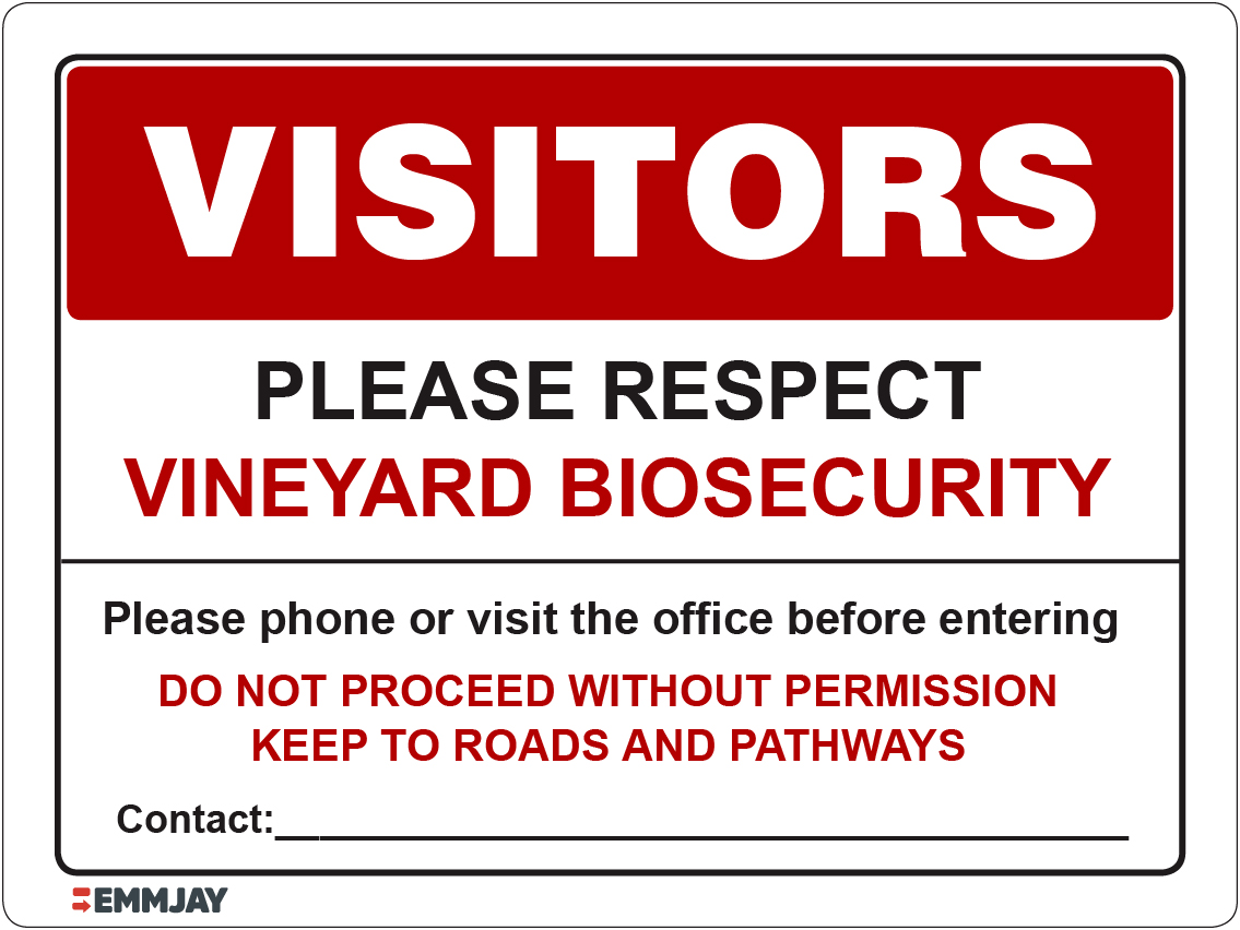 Workpalce Safety Signs - Emmjay - Visitors Please Respect Vineyard Biosecurity Sign