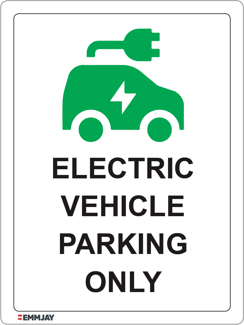 Workpalce Safety Signs - Emmjay - Electric Vehicle Parking Only White Sign