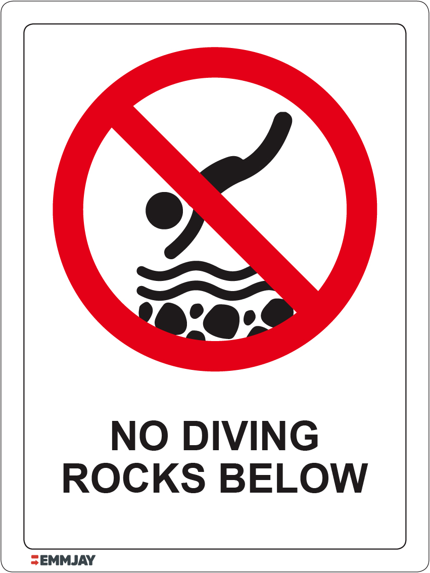 Workpalce Safety Signs - Emmjay - No Diving Rocks Below Sign