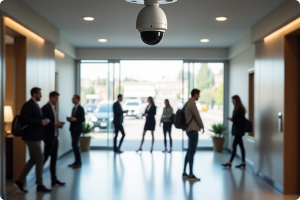 CCTV camera installed in a hallway for surveillance.